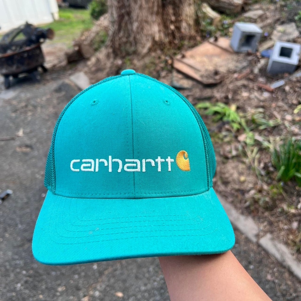 Teal Carhartt mesh rugged flex fitted hat